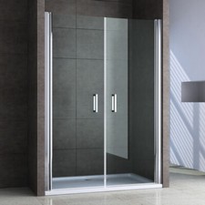 Shower Enclosure Frameless Glass Double Pivot Hinged Door Cubicle NANO Clear 6mm