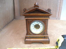VINTAGE HAC BRASS MOVEMENT WOOD MANTEL CLOCK NO TICK