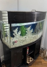 Fish Tank Wood Frame Black Working Complete Set -up With Light Ready To Use 