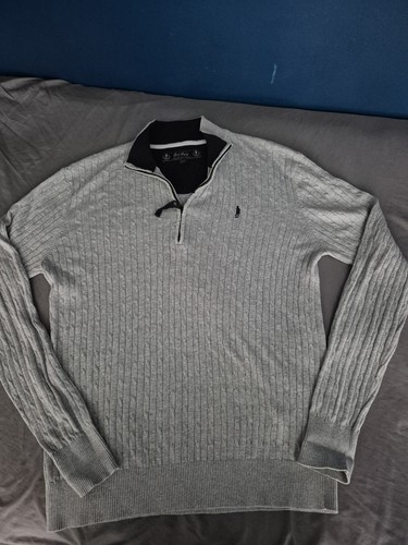 Mens zip long sleeve grey - 1/4,
