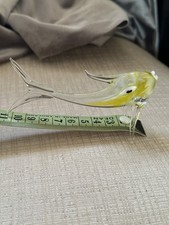 Vintage Hand-Blown Glass Fish Figurine – Yellow & Clear – 10 cm