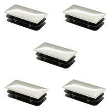 5x rectangular blanking end cap plastic insert tube plug chrome nickel caps