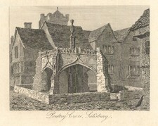 The Poultry Cross, Salisbury. Gentleman's Magazine 1818 old antique print