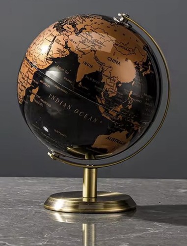Vintage bronze globe ornament - vintage,