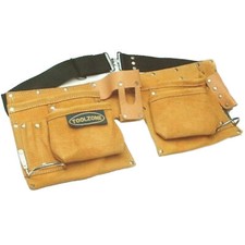 Heavy Duty 10 Pocket Professional Double Pouch Suede Leather Workmans Tool Belt