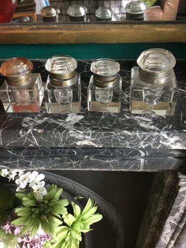 Antique cut glass inkwells - 4,