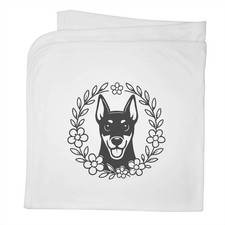 'Doberman Floral Wreath' Cotton Baby Blanket / Shawl (BY00045760)