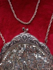 Vintage silver metal mesh evening bag by Droton. Made in West Germany 