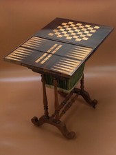 Antique Game Table  Chess, Backgammon, Cribbage