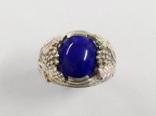 VINTAGE STERLING SILVER & 12K BLACK HILLS GOLD LAPIS LAZULI RING SIZE P 6.7g