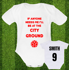 PERSONALISED Babygrow Baby vest grow bodysuit Cute Football NOTTINGHAM @ FOREST