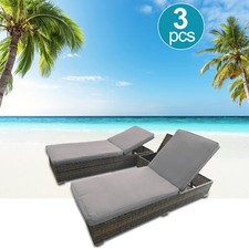Outdoor Sunlounger Set 3pcs Garden Sunbed Rattan Garden  Sunbed Sunlounger Set
