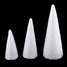 3Pcs 15cm 20cm 25cm Blank Polystyrene Cones Styrofoam Foam Craft Cone Shape