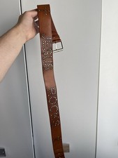 Unisex  All Saints Jesus Rocks Tan Leather & Stud Detail Belt - Medium