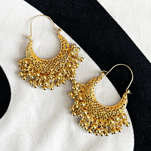 Gold indian jhumka hoop - jhumka,