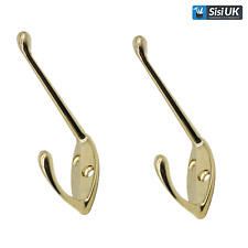 2x Polished Chrome Metal Double Hat & Coat Hooks, Door ,Wall Robe Dress Hanger.