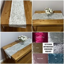 Hi-Quality Soft Crushed Velvet Handmade Hemstitch Table Runner Tableware Dining