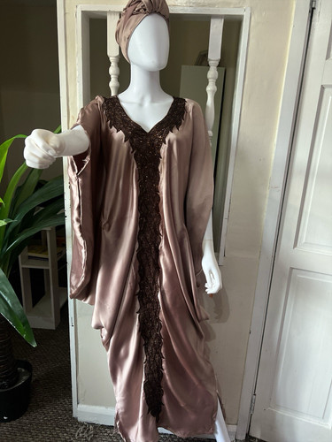 Women beige satin kaftan - women’s,
