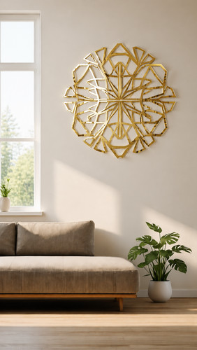 Large gold geometric - large, metal