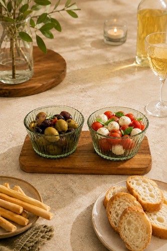 Set green glass dip - 2, tapas
