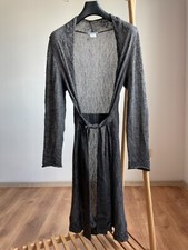 Sarah Pacini Crinkled Wool Knit Belted Cardigan Maxi Dress