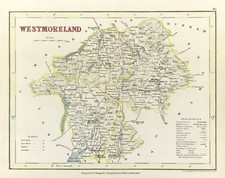 map of Westmorland Colour map by Archer Towns Parks Rail & Roads 1840
