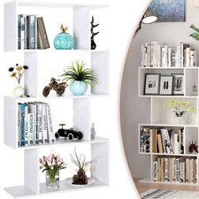 Bookcase S-Shaped 4 Tier Bookshelf Display Rack Book Storage Stand Shelves Home