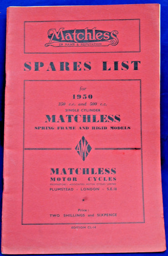 Original 1950 matchless spares - 1950,