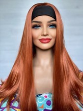 Copper Red Auburn Hair Wig Hairband Hairband Wig Gym Alopecia Wig