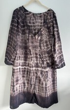 Silk Brown Cream Tie Dye Kaftan Tunic Size Large Graham & Spencer Velvet
