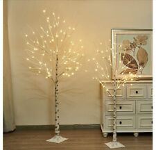 Christmas Twig TreesEAMBRITE White Set of 6FT, 5FT Birch Trees with Warm White