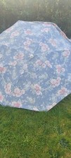 Pretty Vintage   Large  Garden Sun Parasol - Pink Roses /elephant Grey 
