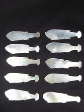 10 x Old Chinese Armorial Fish/Bird Mother of Pearl Gaming Tokens