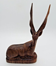 VINTAGE WOODEN SITTING ANTELOPE, GAZELLE