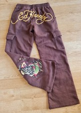LADIES BNWOT ED HARDY BROWN COMBAT STYLE JOGGING BOTTOMS SIZE SMALL