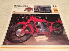 Motorcycle Card Mondial FB 175 TV Sport 1956 Collection Atlas Italy