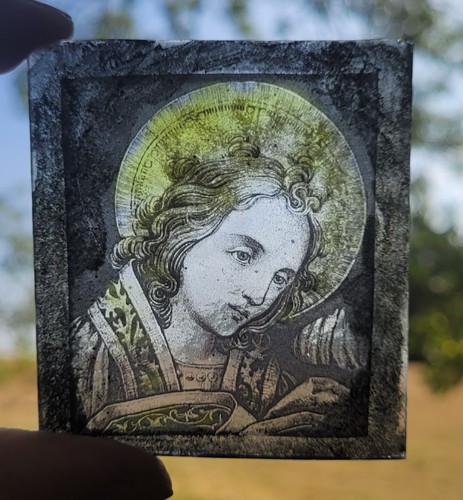 Stained glass lady - saint, kiln