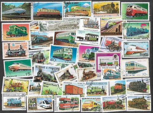 Trains railways on - railways, stamps