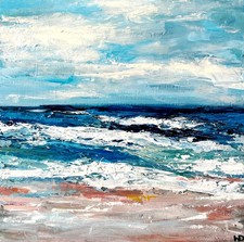 ORIGINAL OIL PAINTING NEW 30cm SEA SEASCAPE ART By Artist DRAWING