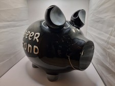 Max Reynolds Large Black Pig Money Box. 12" x 11". Absolutely Beautiful.