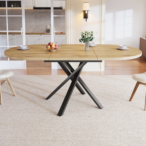 Round oval extendable dining - extendable,