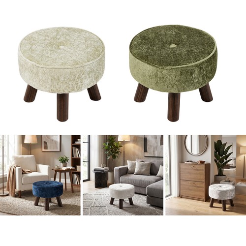 Modern tufted footstool velvet - modern,