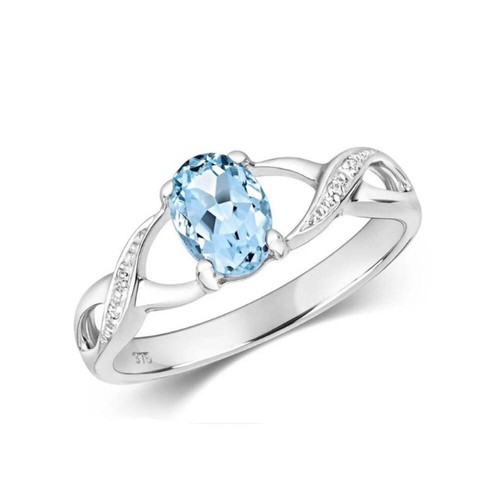 9ct white gold aquamarine and - white,
