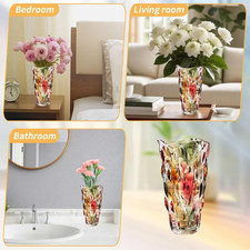 Glass Vase for Flowers, 24Cm Tall Vintage Coloured Glass Vase, Large Tall Cry...