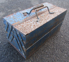Vintage Metal Cantilever Tool Box Storage Toolbox With 3 x Tiers