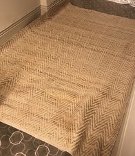 LARGE NATURAL/IVORY JUTE HERRINGBONE RUG 250CM X 170CM VERY GOOD CONDITION