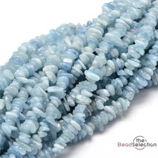 120+ AQUAMARINE GEMSTONE TUMBLED NUGGET CHIP BEADS 6mm - 14mm 1 STRAND GC30