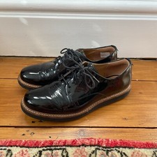 Clarks Artisan Derby Patent Leather Shoes UK 4 F EU 37 Lace Up Black Glick Darby