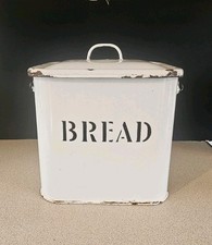 Large Vintage Enamel Bread Bin Kitchenalia  Decorative, Storage Tin. 1930 - 50s