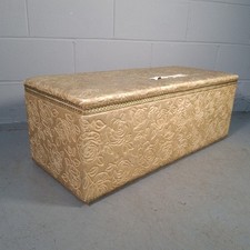 Vintage Mid-Century Floral Gold Coloured Ottoman Blanket Box End of Bed Chest